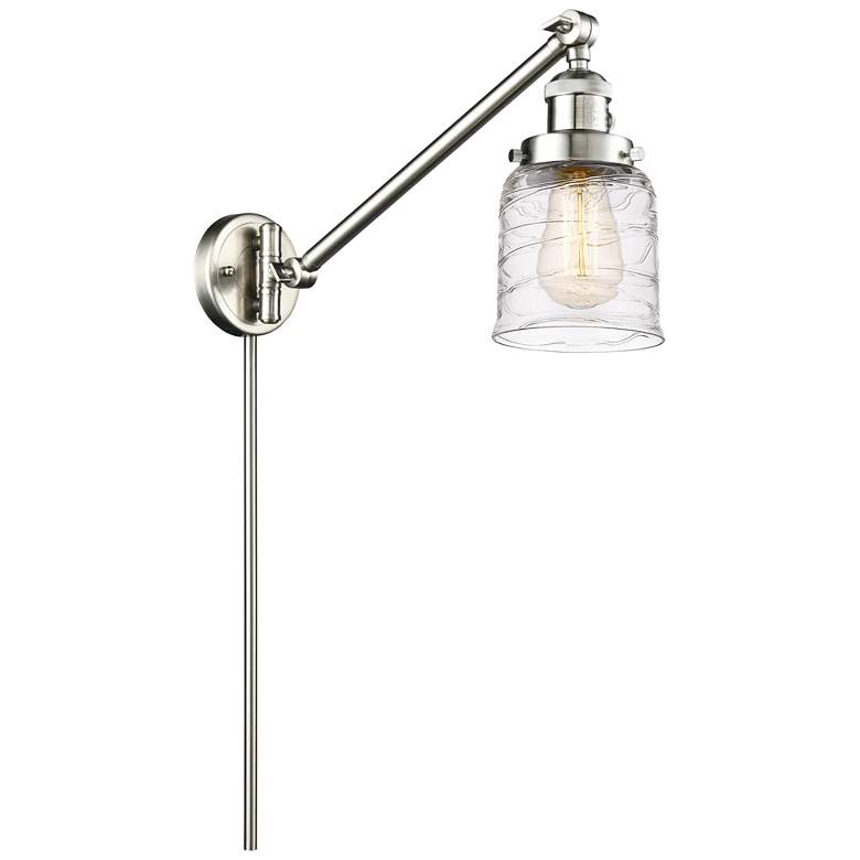 Image 1 Bell 8" Brushed Satin Nickel LED Swing Arm With Deco Swirl Shade
