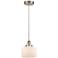 Bell 8" Brushed Satin Nickel Mini Pendant w/ Matte White Shade