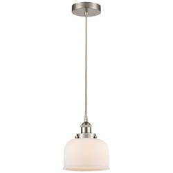 Bell 8" Brushed Satin Nickel Mini Pendant w/ Matte White Shade