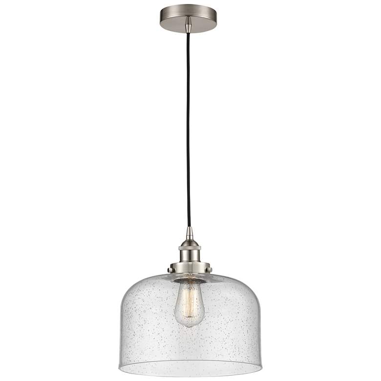 Image 4 Bell 8 inch Brushed Satin Nickel Mini Pendant w/ Seedy Shade more views