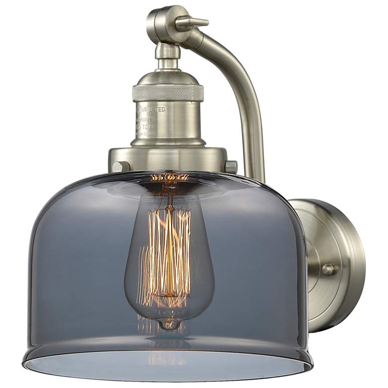Image 1 Bell 8" Brushed Satin Nickel Sconce w/ Plated Smoke Shade