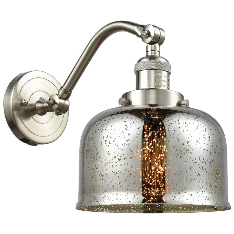 Image 1 Bell 8" Brushed Satin Nickel Sconce w/ Silver Plated Mercury Shade