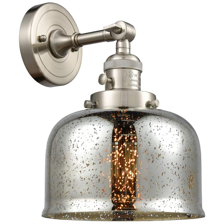 Image 1 Bell 8" Brushed Satin Nickel Sconce w/ Silver Plated Mercury Shade