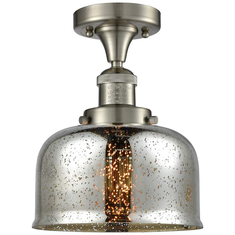 Image 1 Bell 8" Brushed Satin Nickel Semi Flush Mount w/ Mercury Shade