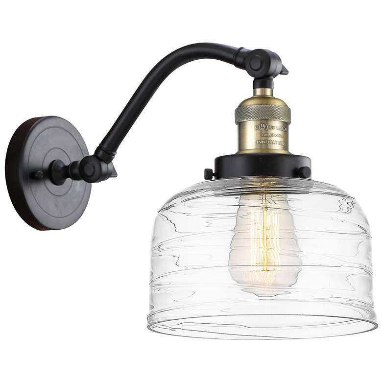 Image 1 Bell 8" Incandescent Sconce - Black Brass Finish - Swirl Shade