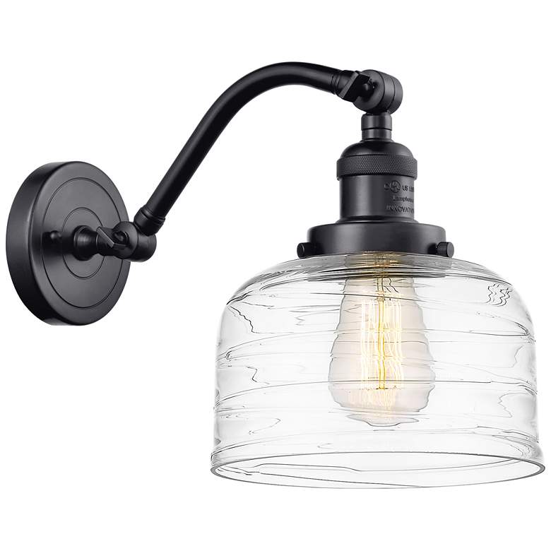 Image 1 Bell 8" Incandescent Sconce - Matte Black Finish - Swirl Shade