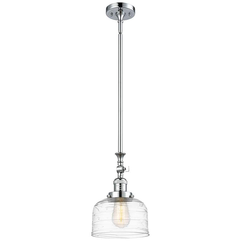 Image 1 Bell 8" LED Mini Pendant - Polished Chrome - Clear Deco Swirl