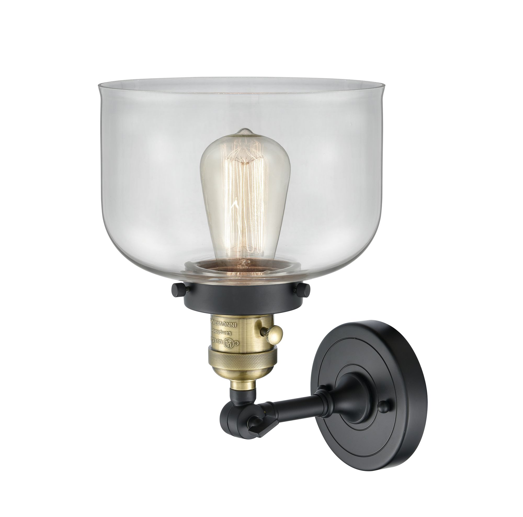 Image 4 Bell 8" LED Sconce - Black Brass Finish - Clear Shade more views