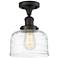 Bell 8" LED Semi-Flush Mount - Oil Rubbed Bronze - Clear Deco Swirl Sh