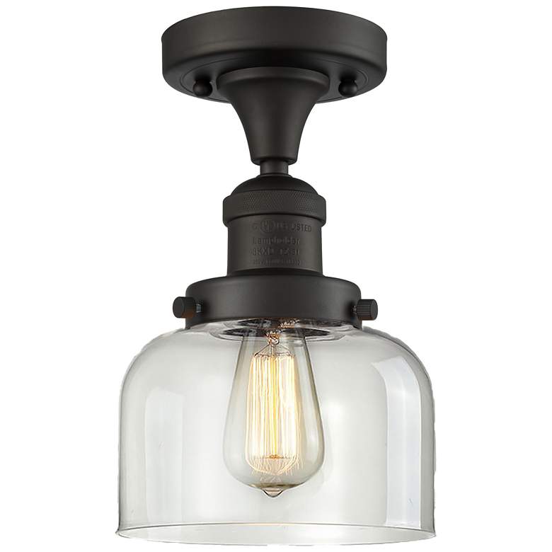 Image 1 Bell 8" LED Semi-Flush Mount - Oil Rubbed Bronze - Clear Shade