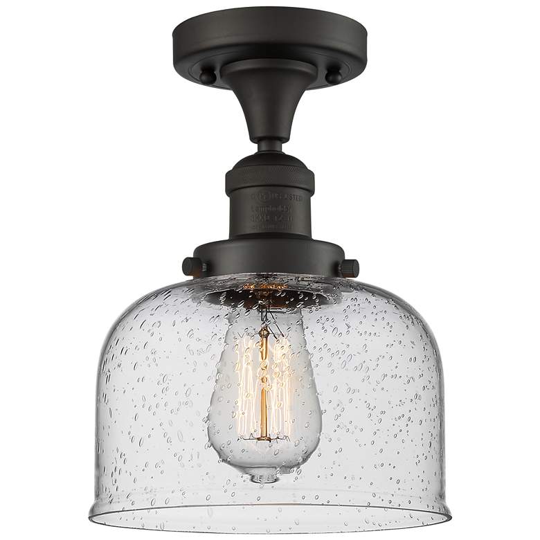 Image 1 Bell 8" LED Semi-Flush Mount - Oil Rubbed Bronze - Seedy Shade