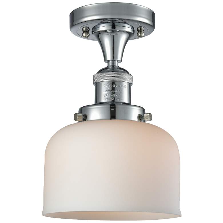 Image 1 Bell 8 inch LED Semi-Flush Mount - Polished Chrome - Matte White Shade