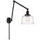 Bell 8" Matte Black Double Swing Arm With Clear Deco Swirl Shade
