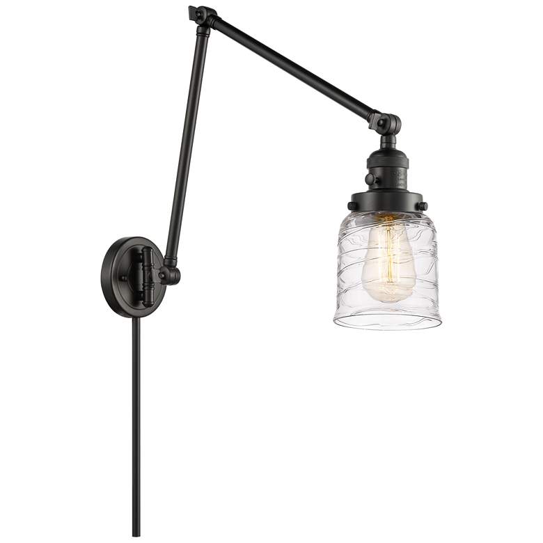 Image 1 Bell 8" Matte Black Double Swing Arm With Deco Swirl Shade