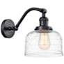 1_Bell 8" Matte Black LED Sconce With Clear Deco Swirl Shade