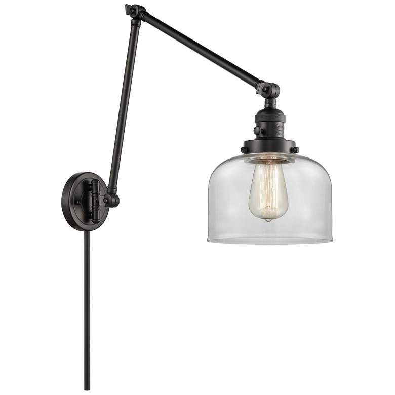 Image 1 Bell 8" Matte Black LED Swing Arm With Clear Shade