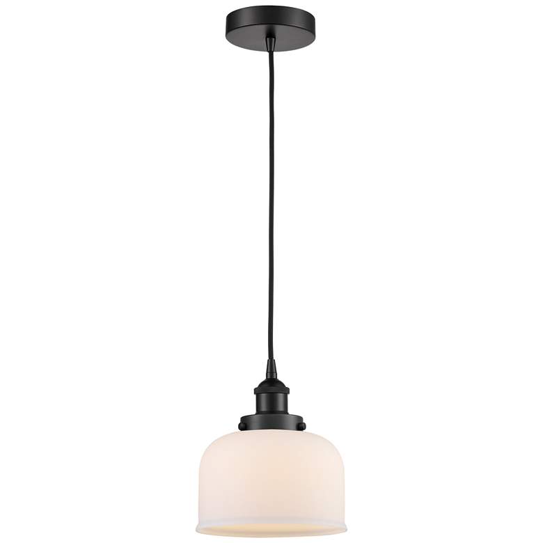 Image 1 Bell 8" Matte Black Mini Pendant w/ Matte White Shade