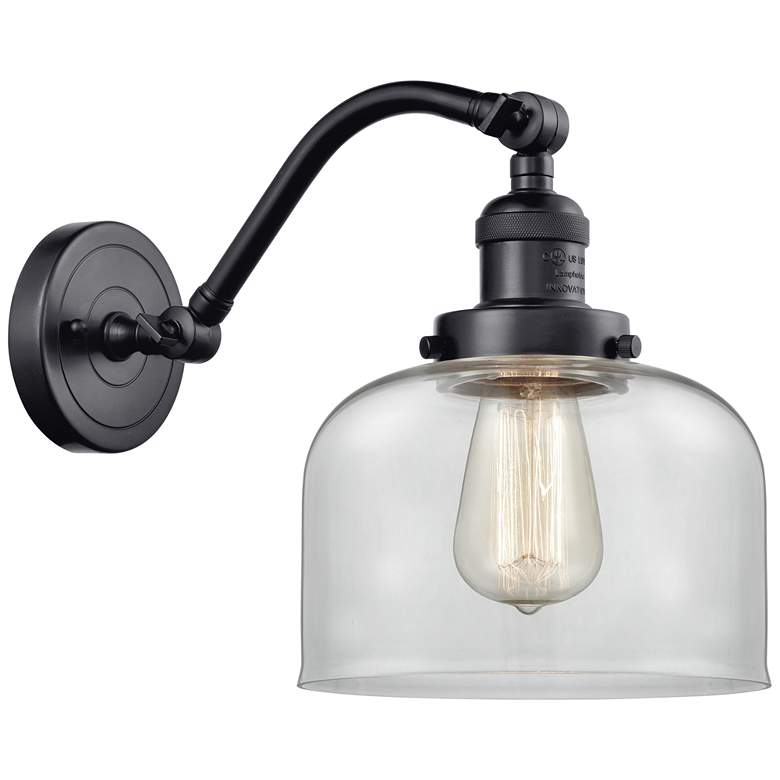 Image 1 Bell 8" Matte Black Sconce w/ Clear Shade