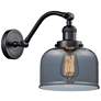 Bell 8" Matte Black Sconce w/ Plated Smoke Shade