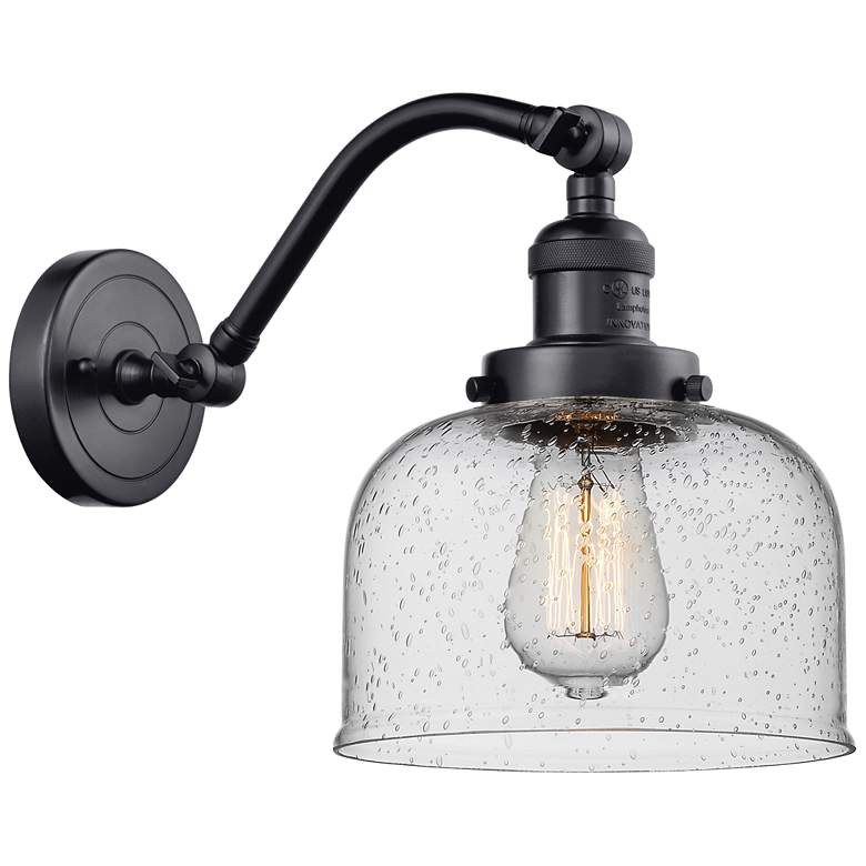 Image 1 Bell 8" Matte Black Sconce w/ Seedy Shade