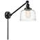 Bell 8" Matte Black Swing Arm With Clear Deco Swirl Shade