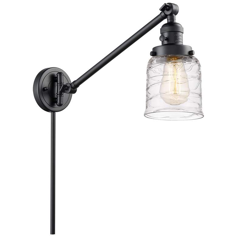 Image 1 Bell 8" Matte Black Swing Arm With Deco Swirl Shade