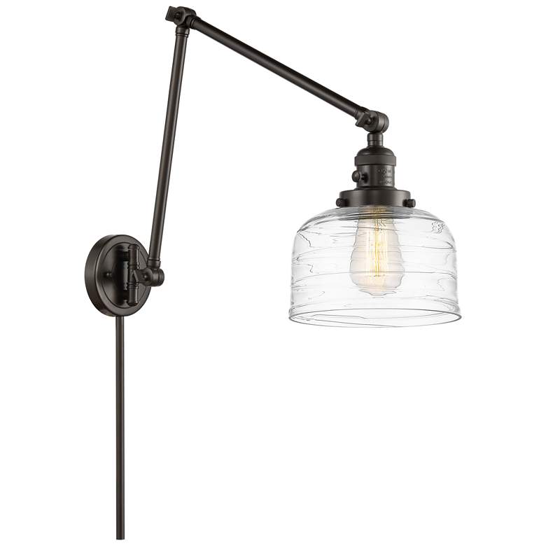 Image 1 Bell 8 inch Oil Rubbed Bronze Double Swing Arm With Clear Deco Swirl Shade