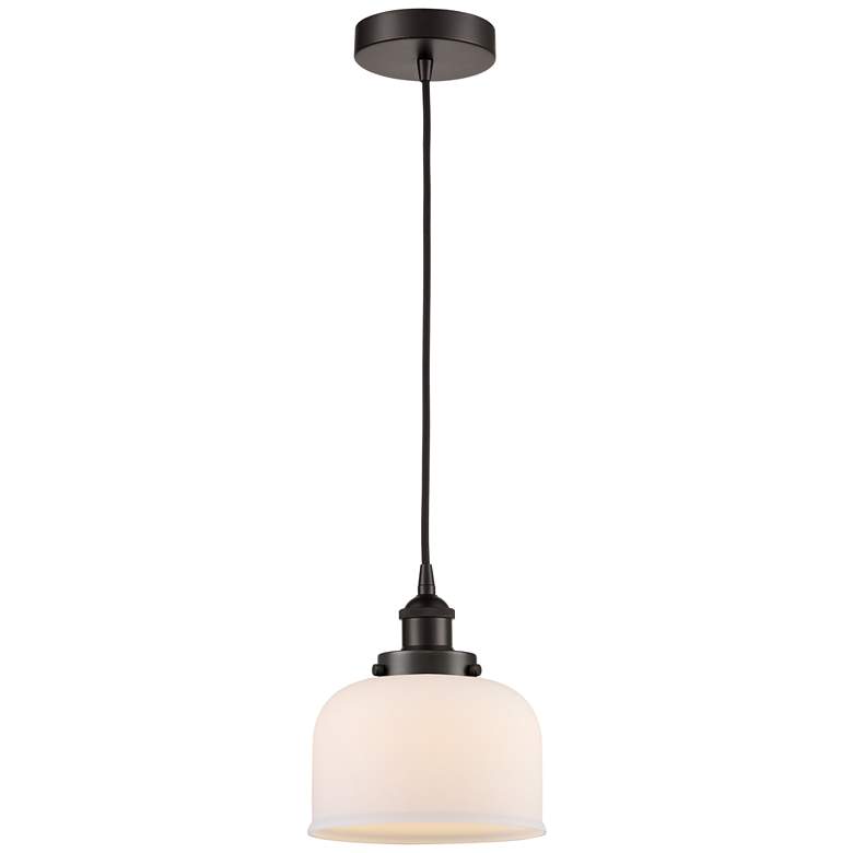 Image 1 Bell 8" Oil Rubbed Bronze Mini Pendant w/ Matte White Shade