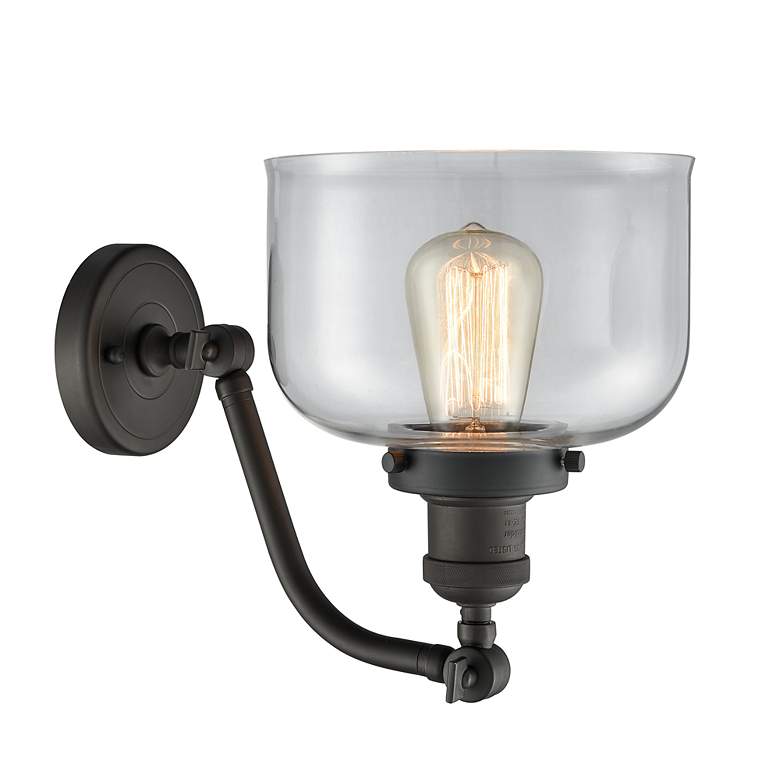 Image 2 Bell 8" Oil Rubbed Bronze Sconce w/ Clear Shade more views