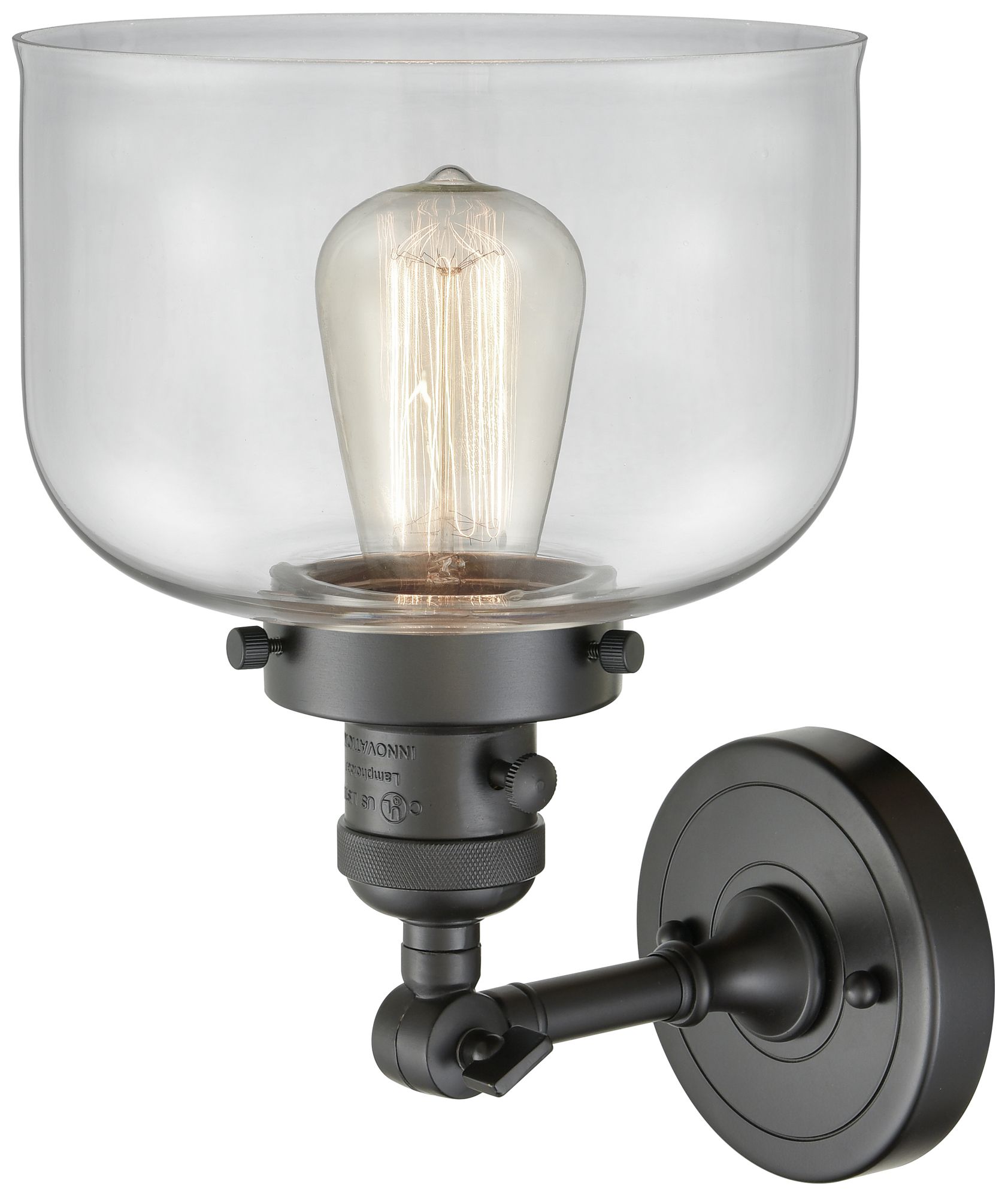 Image 2 Bell 8" Oil Rubbed Bronze Sconce w/ Clear Shade more views