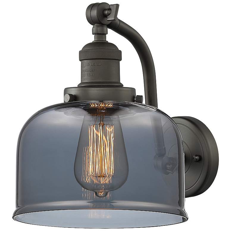 Image 1 Bell 8" Oil Rubbed Bronze Sconce w/ Plated Smoke Shade