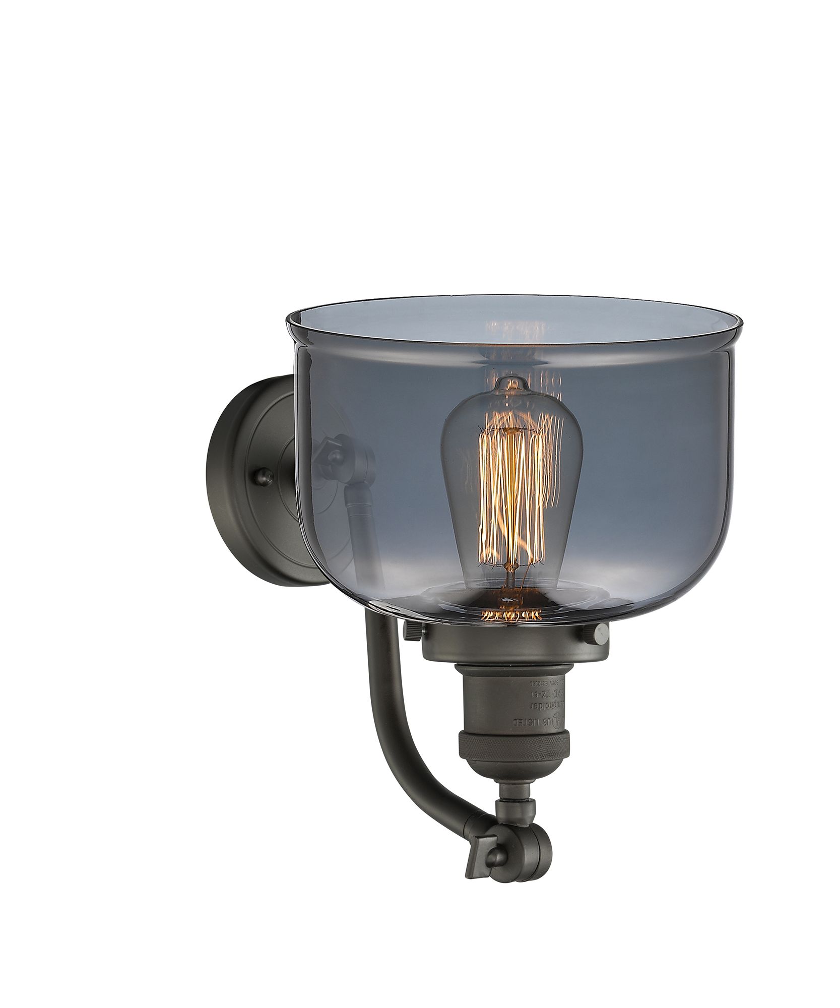 Image 2 Bell 8" Oil Rubbed Bronze Sconce w/ Plated Smoke Shade more views