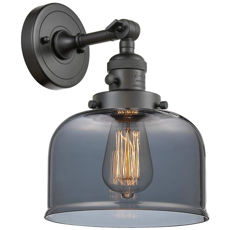 Image 1 Bell 8" Oil Rubbed Bronze Sconce w/ Plated Smoke Shade