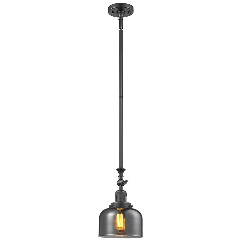 Image 1 Bell 8" Oil Rubbed Bronze Tiltable Mini Pendant w/ Plated Smoke Shade