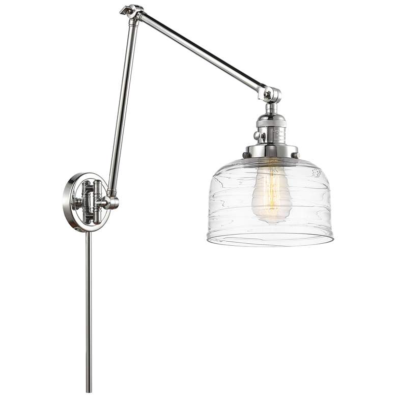 Image 1 Bell 8" Polished Chrome LED Double Swing Arm With Clear Deco Swirl Sha