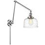 Bell 8" Polished Chrome LED Double Swing Arm With Clear Deco Swirl Sha