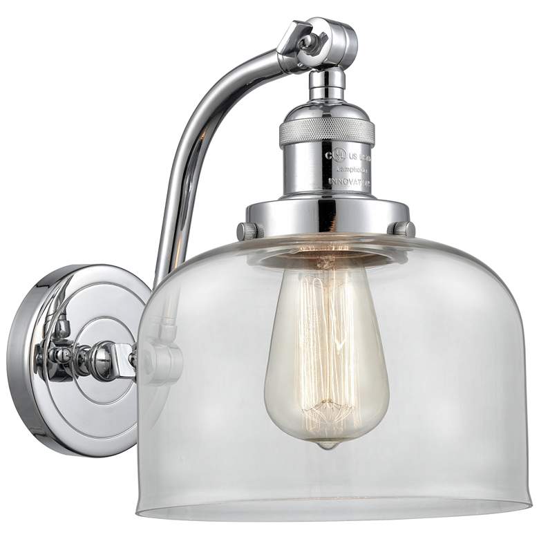 Image 1 Bell 8 inch Polished Chrome Sconce w/ Clear Shade