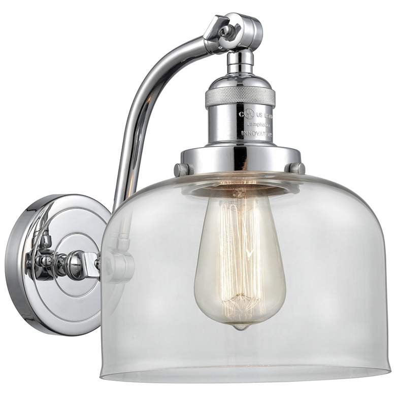 Image 1 Bell 8" Polished Chrome Sconce w/ Clear Shade