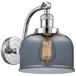 Bell 8" Polished Chrome Sconce w/ Plated Smoke Shade