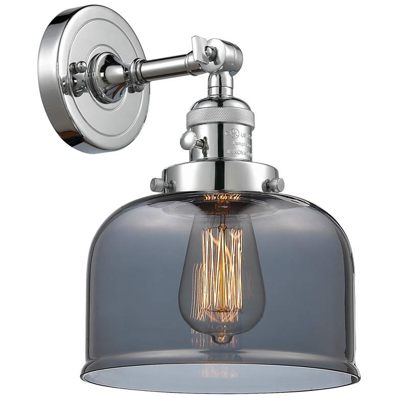 Image 1 Bell 8" Polished Chrome Sconce w/ Plated Smoke Shade