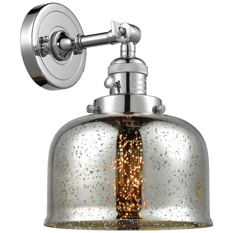 Image 1 Bell 8" Polished Chrome Sconce w/ Silver Plated Mercury Shade