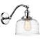Bell 8" Polished Chrome Sconce With Clear Deco Swirl Shade