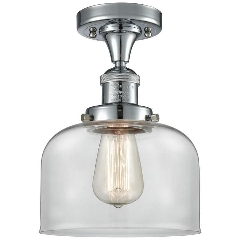 Image 1 Bell 8" Polished Chrome Semi Flush Mount w/ Clear Shade