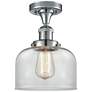 Bell 8" Polished Chrome Semi Flush Mount w/ Clear Shade