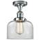 Bell 8" Polished Chrome Semi Flush Mount w/ Clear Shade