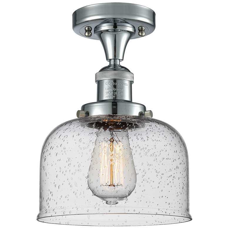 Image 1 Bell 8" Polished Chrome Semi Flush Mount w/ Seedy Shade