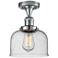 Bell 8" Polished Chrome Semi Flush Mount w/ Seedy Shade