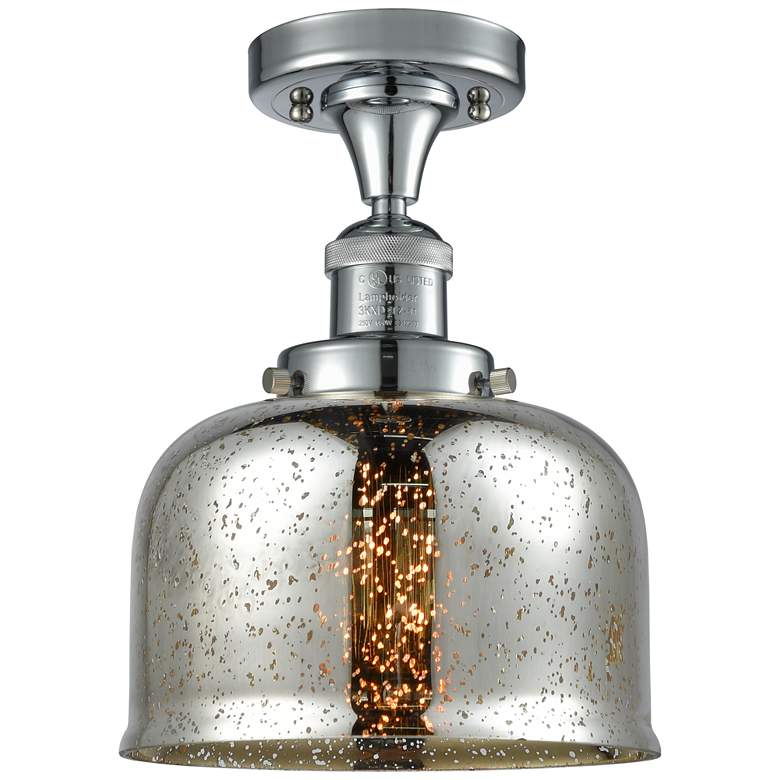 Image 1 Bell 8" Polished Chrome Semi Flush Mount w/ Silver Plated Mercury Shad