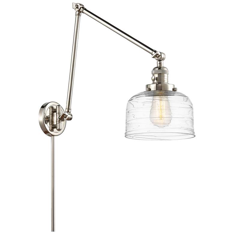 Image 1 Bell 8" Polished Nickel Double Swing Arm With Clear Deco Swirl Shade
