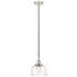 Bell 8" Polished Nickel Mini Pendant w/ Clear Deco Swirl Shade